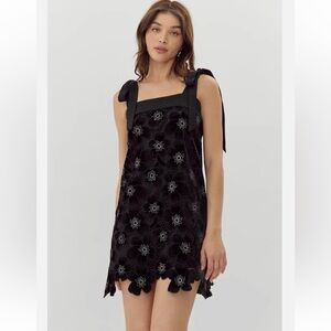 NEW Adelyn Rae Jolene Crochet Velvet Mini Dress Sleeveless